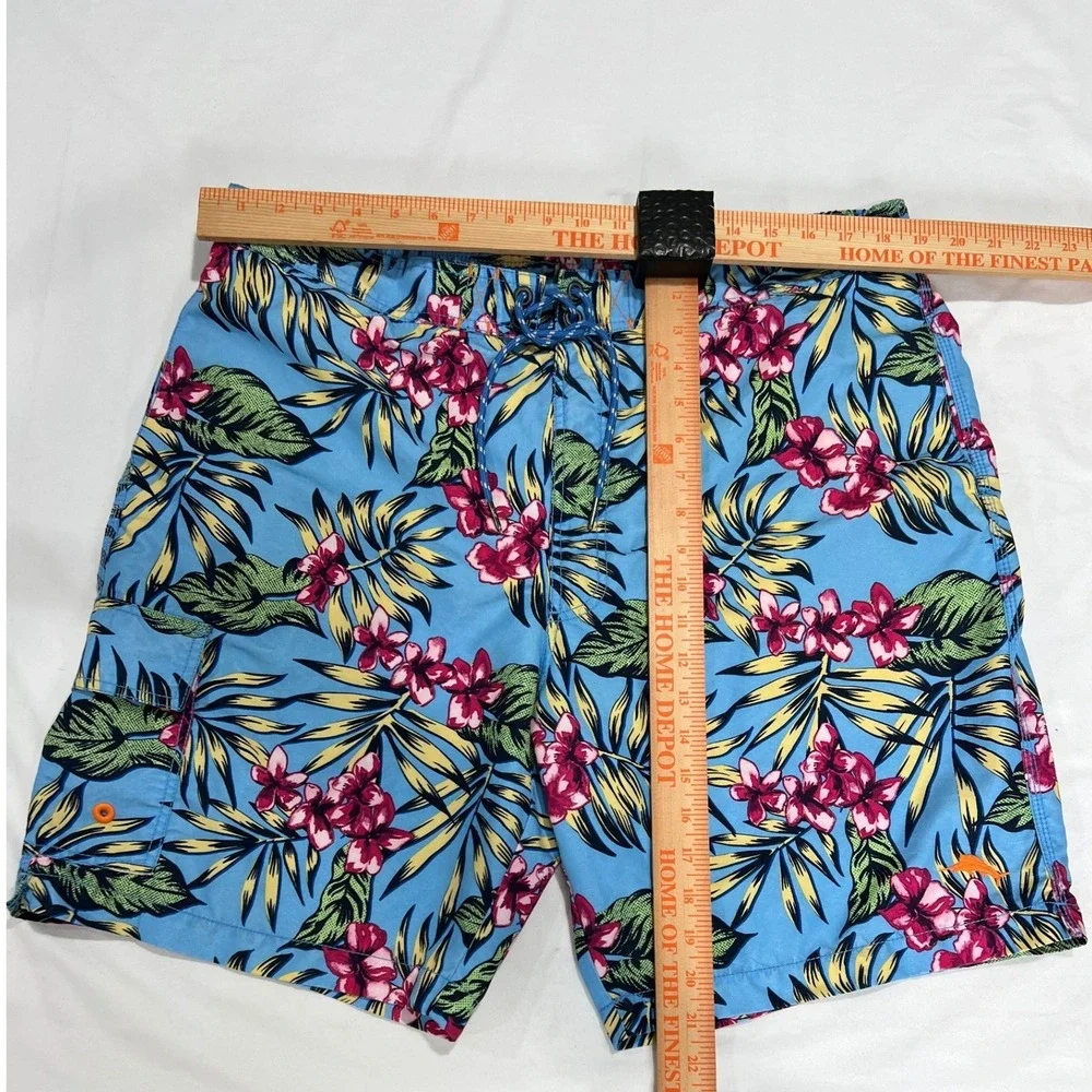 Tommy Bahama Swim Trunk Men XL Blue Floral Tropical Cargo Pocket Board Short F25